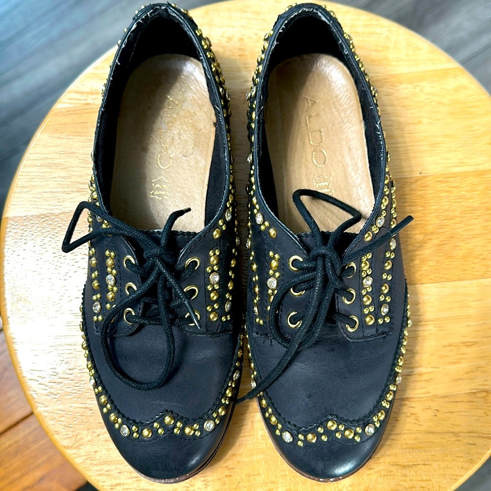 Aldo leather studded Oxford style wingtip lace shoes